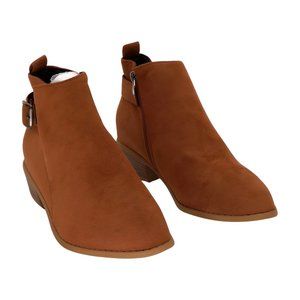 RXFSP Brown Buckle-Side Bootie Womens Shoes, Brown, Size 6.5